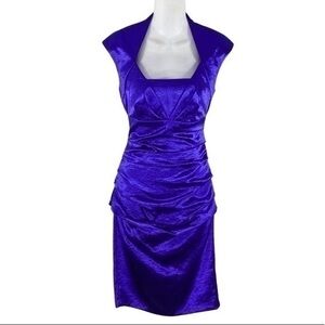 JAX blue purple satin pleated bodycon dress PP18
